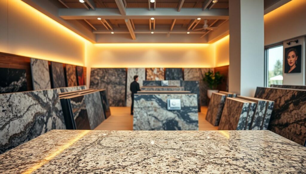 Stone slabs and countertops in the Dr 911 Granite showroom